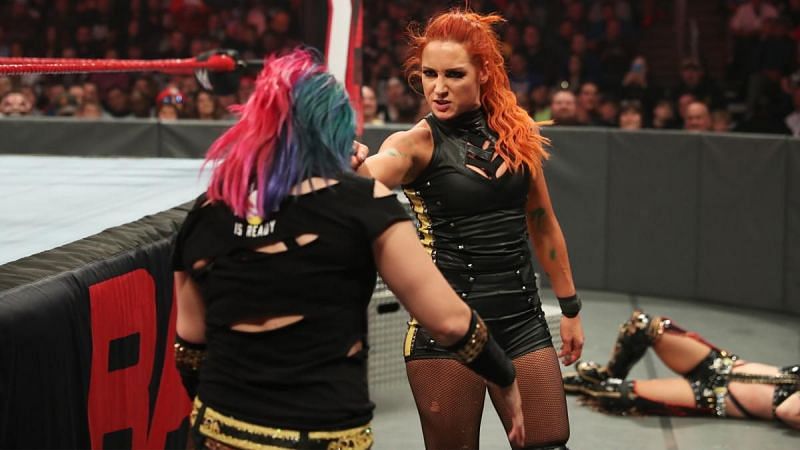 Lynch and Asuka facing off on Monday Night Raw